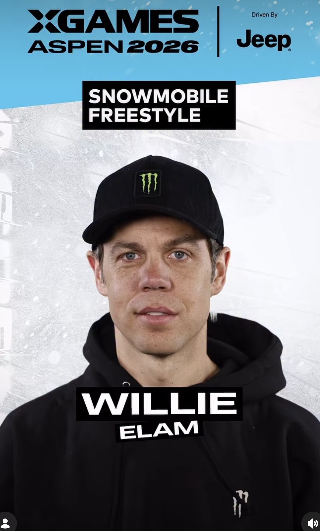 X Games Aspen 2026 โ Willie Elam Snowmobile Freestyle athlete card